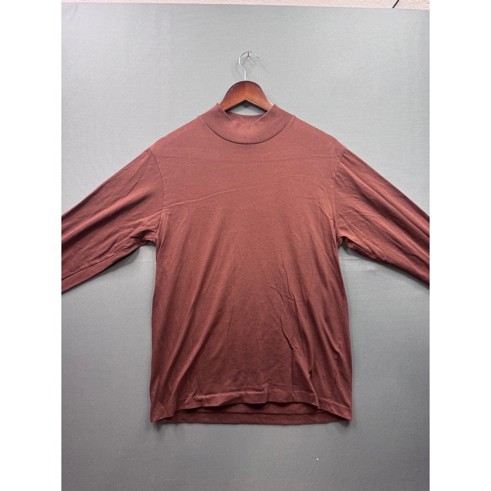Cross‎ Creek Womens Mock Neck Long Sleeve T-Shirt Maroon Cotton M
